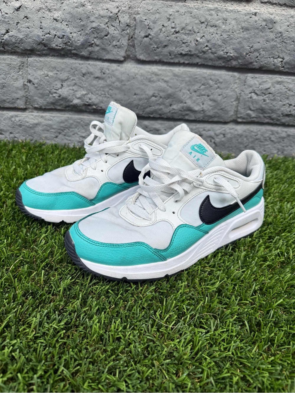 Nike Air Sneakers in White, Teal & Black